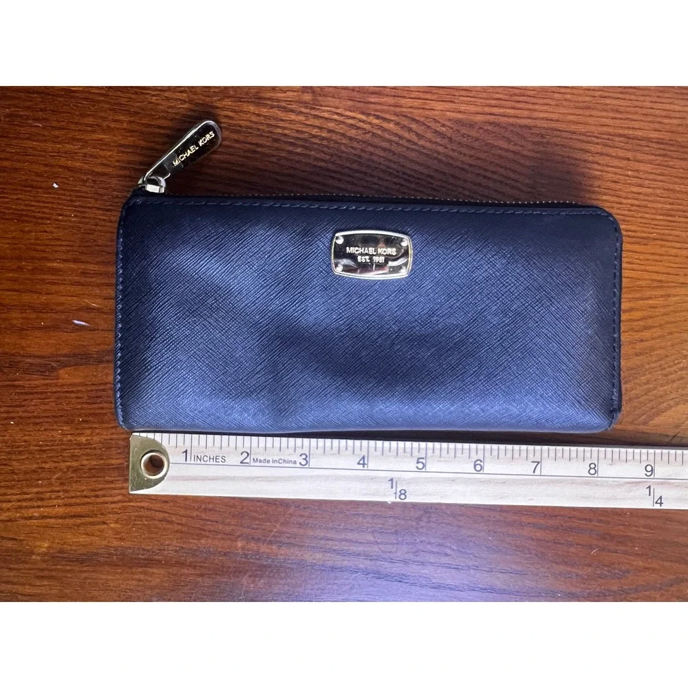 Michael Kors Wallet Clutch Zip‎ Around Continental Black Smooth Leather Urban